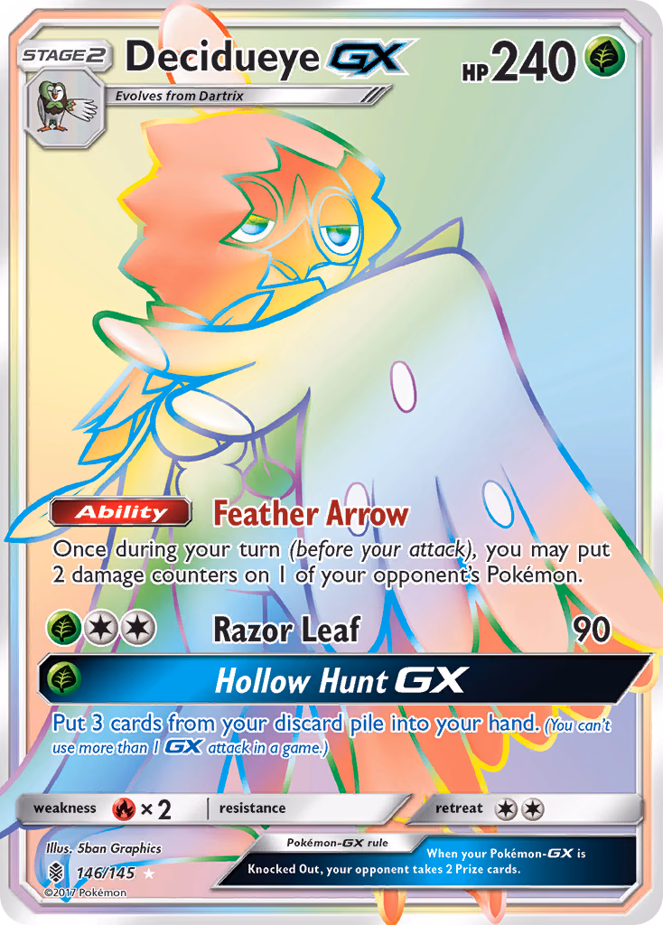 Decidueye-GX Pokemon card (146/145, Guardians Rising)