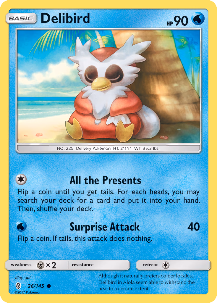 Delibird Pokemon card (26/145, Guardians Rising)