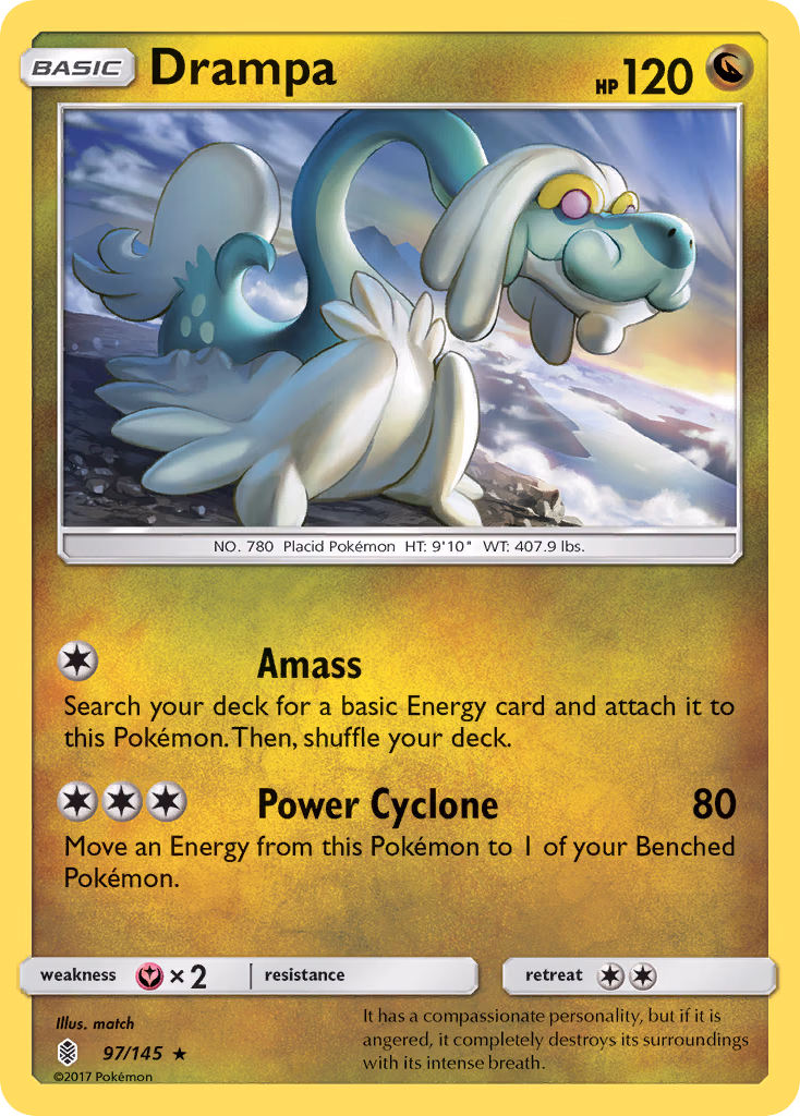 Drampa Pokemon card (97/145, Guardians Rising)