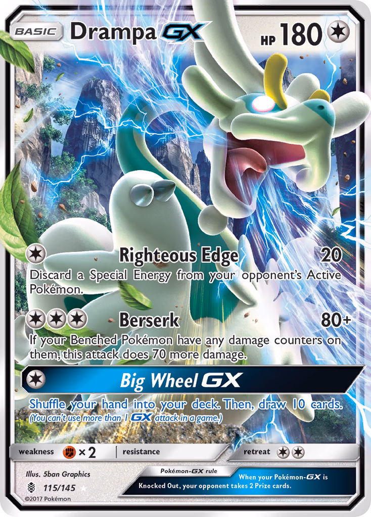 Drampa-GX Pokemon card (115/145, Guardians Rising)