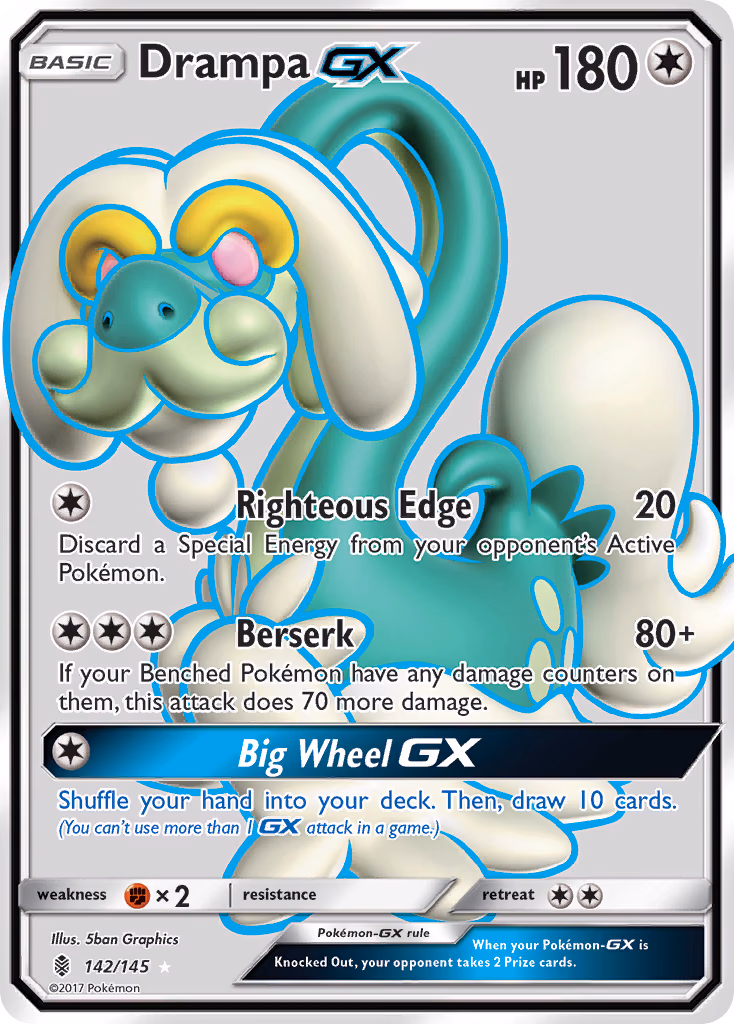 Drampa-GX Pokemon card (142/145, Guardians Rising)