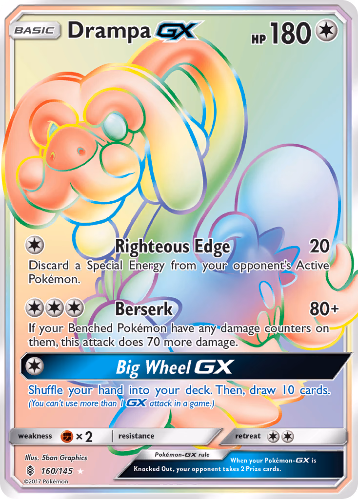 Drampa-GX Pokemon card (160/145, Guardians Rising)