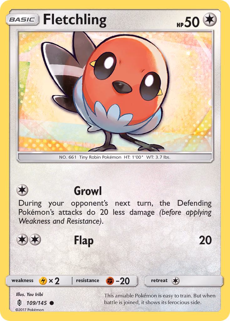 Fletchling Pokemon card (109/145, Guardians Rising)