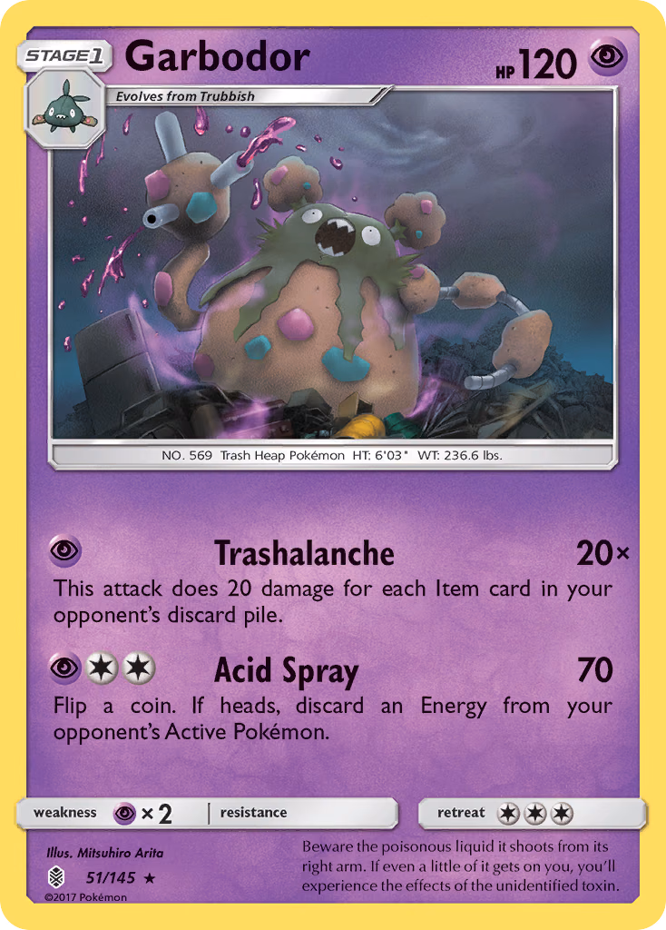 Garbodor Pokemon card (51/145, Guardians Rising)