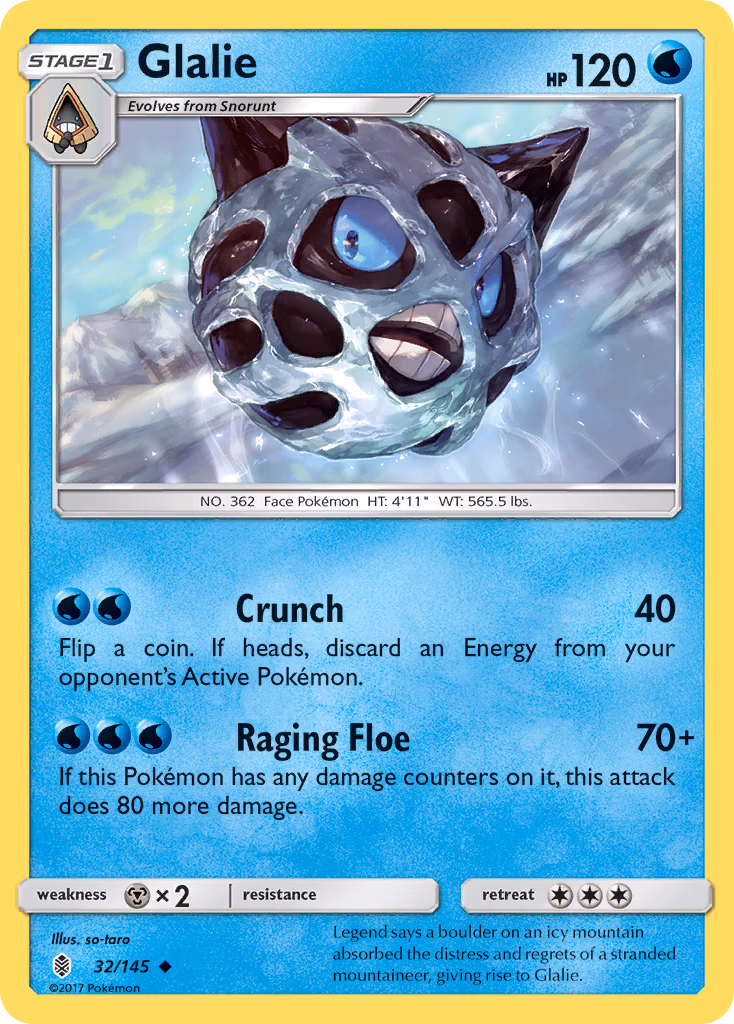 Glalie Pokemon card (32/145, Guardians Rising)