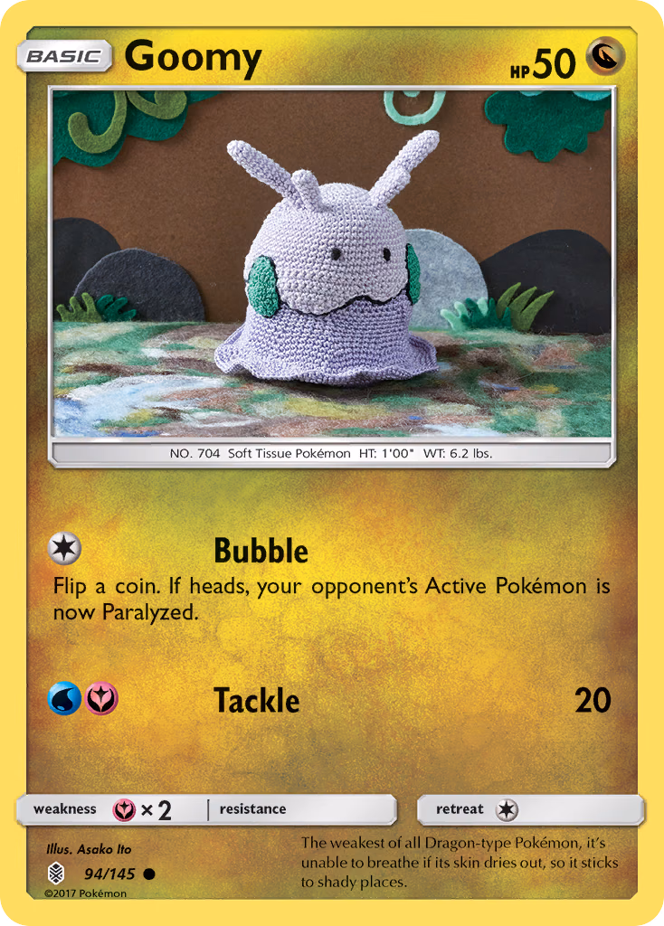 Goomy Pokemon card (94/145, Guardians Rising)