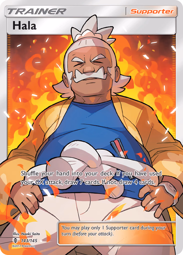 Hala Pokemon card (143/145, Guardians Rising)