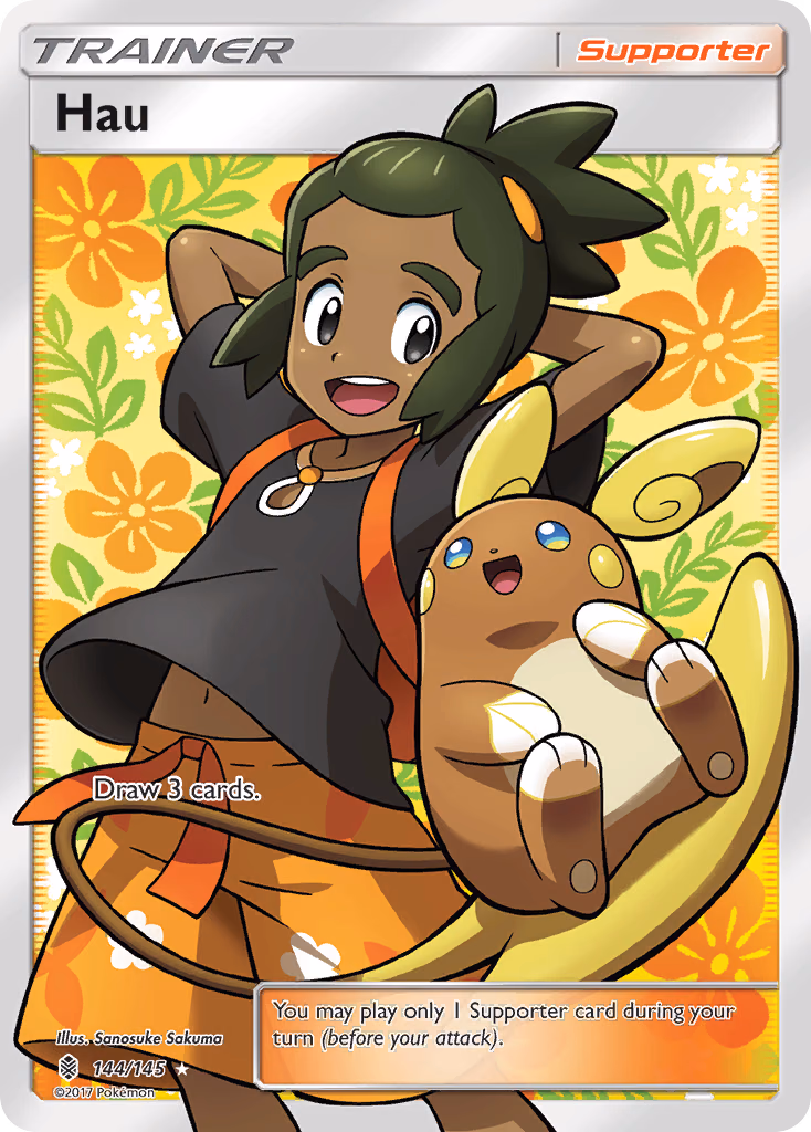 Hau Pokemon card (144/145, Guardians Rising)