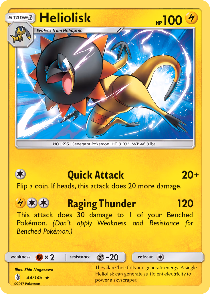 Heliolisk Pokemon card (44/145, Guardians Rising)
