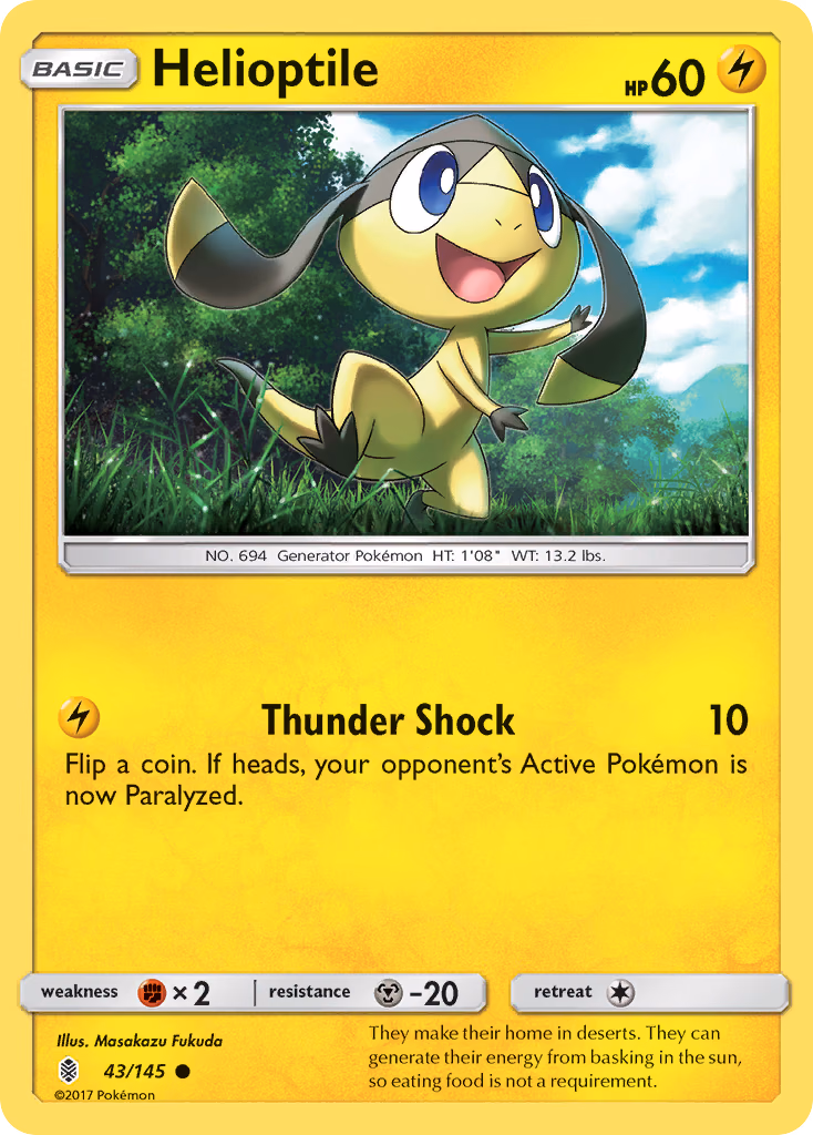 Helioptile Pokemon card (43/145, Guardians Rising)