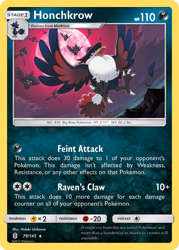 Honchkrow Pokemon card (79/145, Guardians Rising)