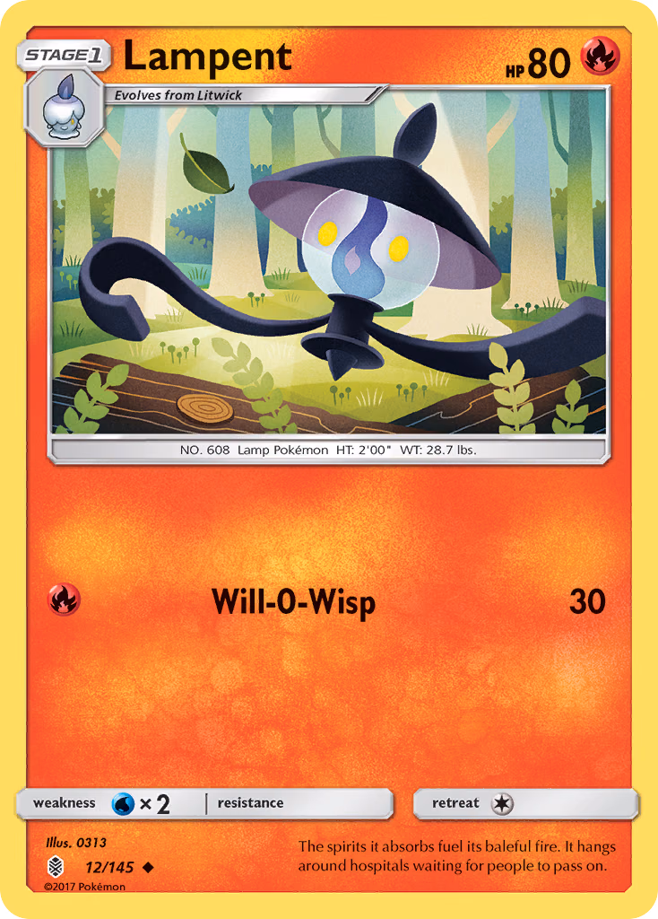 Lampent Pokemon card (12/145, Guardians Rising)
