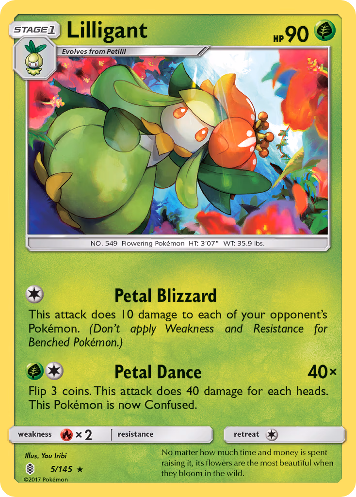 Lilligant Pokemon card (5/145, Guardians Rising)