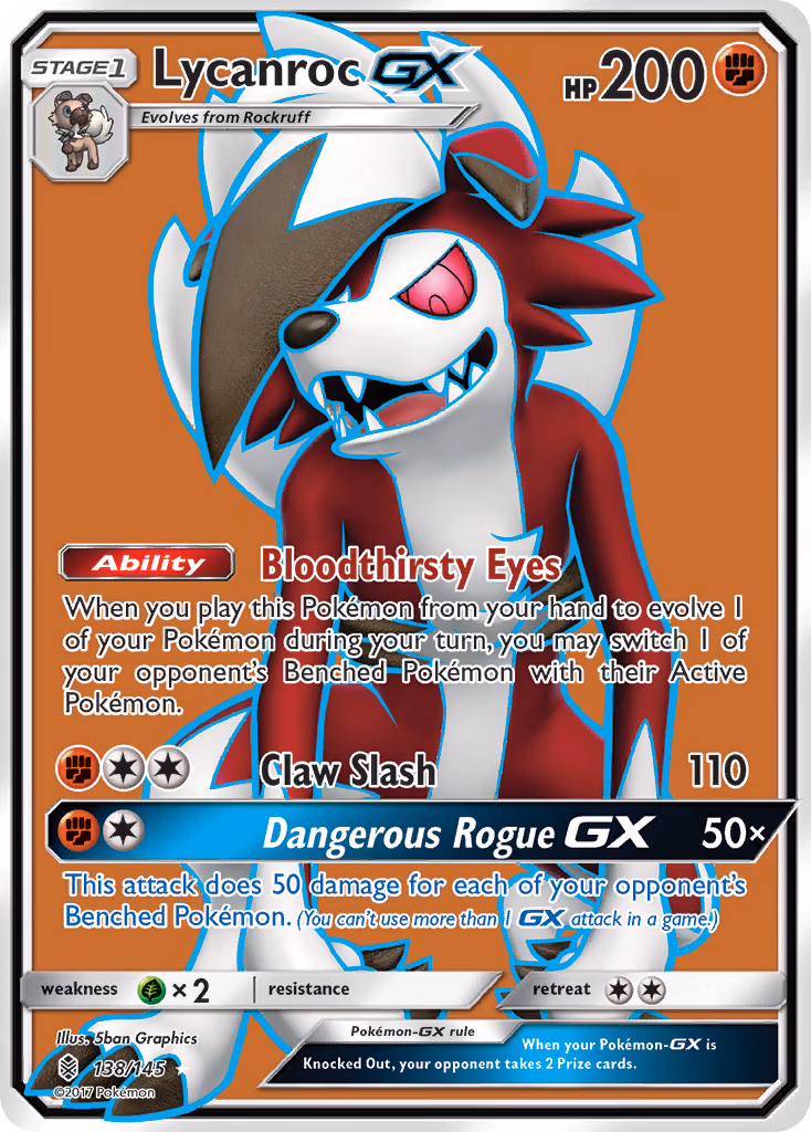 Lycanroc-GX Pokemon card (138/145, Guardians Rising)