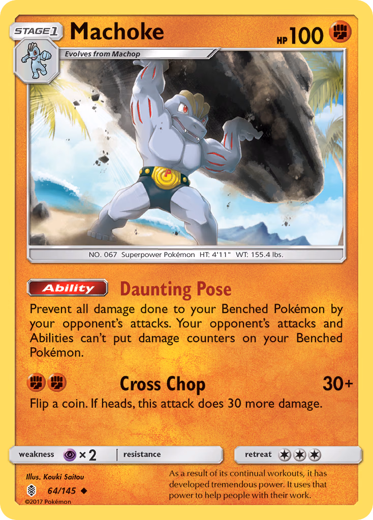 Machoke Pokemon card (64/145, Guardians Rising)