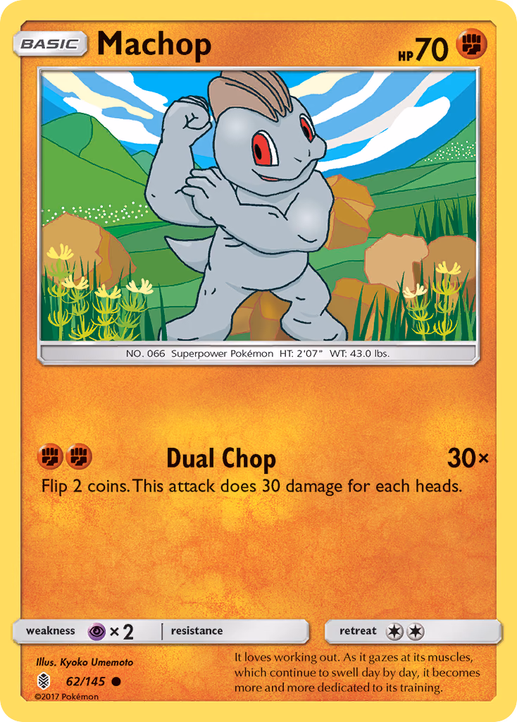 Machop Pokemon card (62/145, Guardians Rising)
