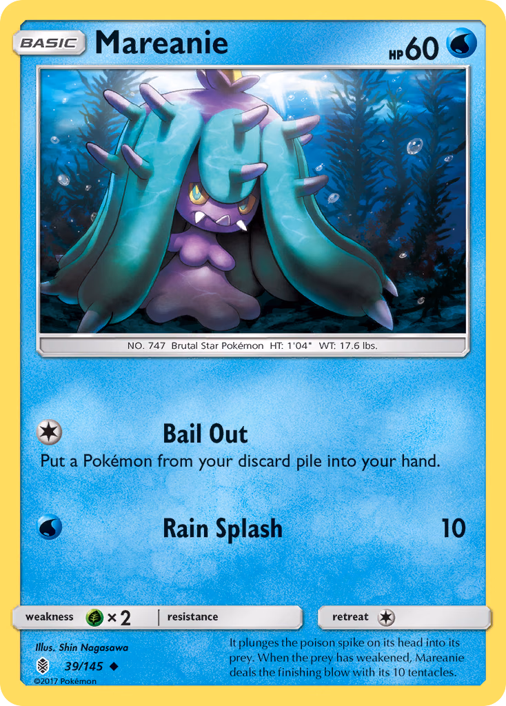 Mareanie Pokemon card (39/145, Guardians Rising)
