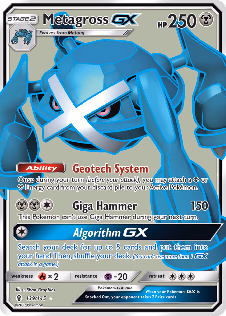 Metagross-GX Pokemon card (139/145, Guardians Rising)