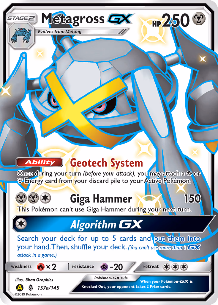 Metagross-GX Pokemon card (157a/145, Guardians Rising)