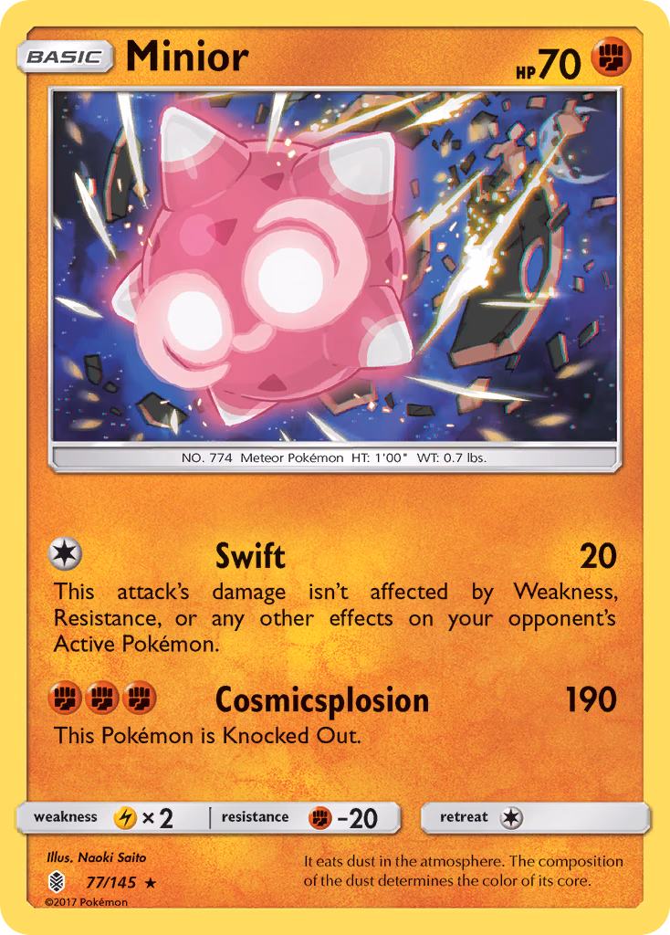 Minior Pokemon card (77/145, Guardians Rising)
