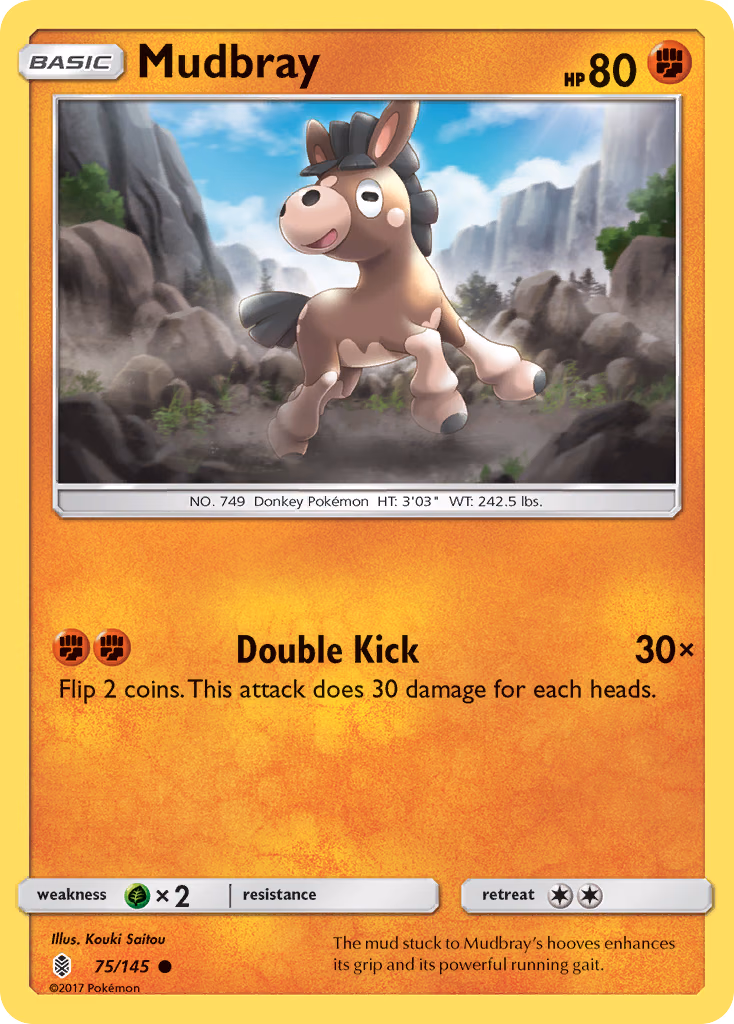 Mudbray Pokemon card (75/145, Guardians Rising)