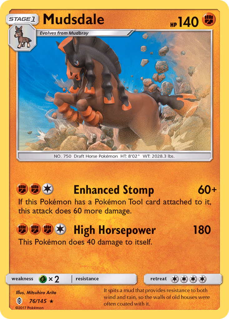 Mudsdale Pokemon card (76/145, Guardians Rising)