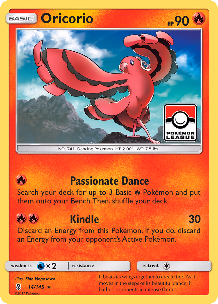 Oricorio Pokemon card (14/145, Guardians Rising)