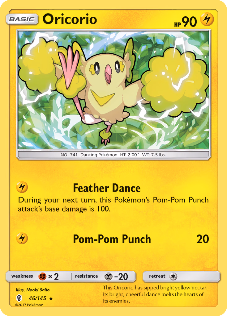 Oricorio Pokemon card (46/145, Guardians Rising)