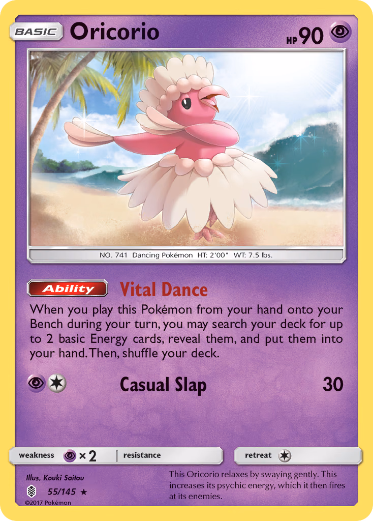 Oricorio Pokemon card (55/145, Guardians Rising)
