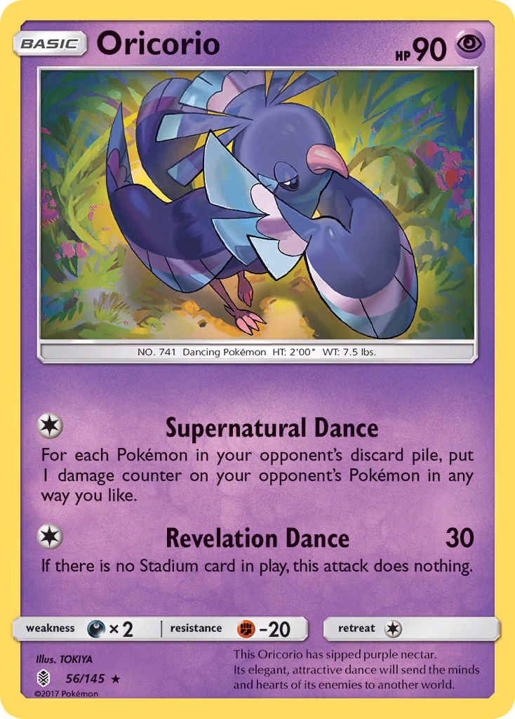 Oricorio Pokemon card (56/145, Guardians Rising)