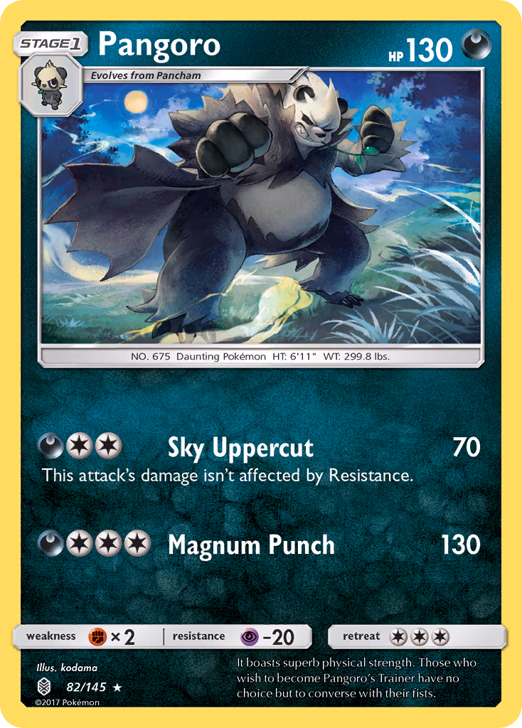 Pangoro Pokemon card (82/145, Guardians Rising)