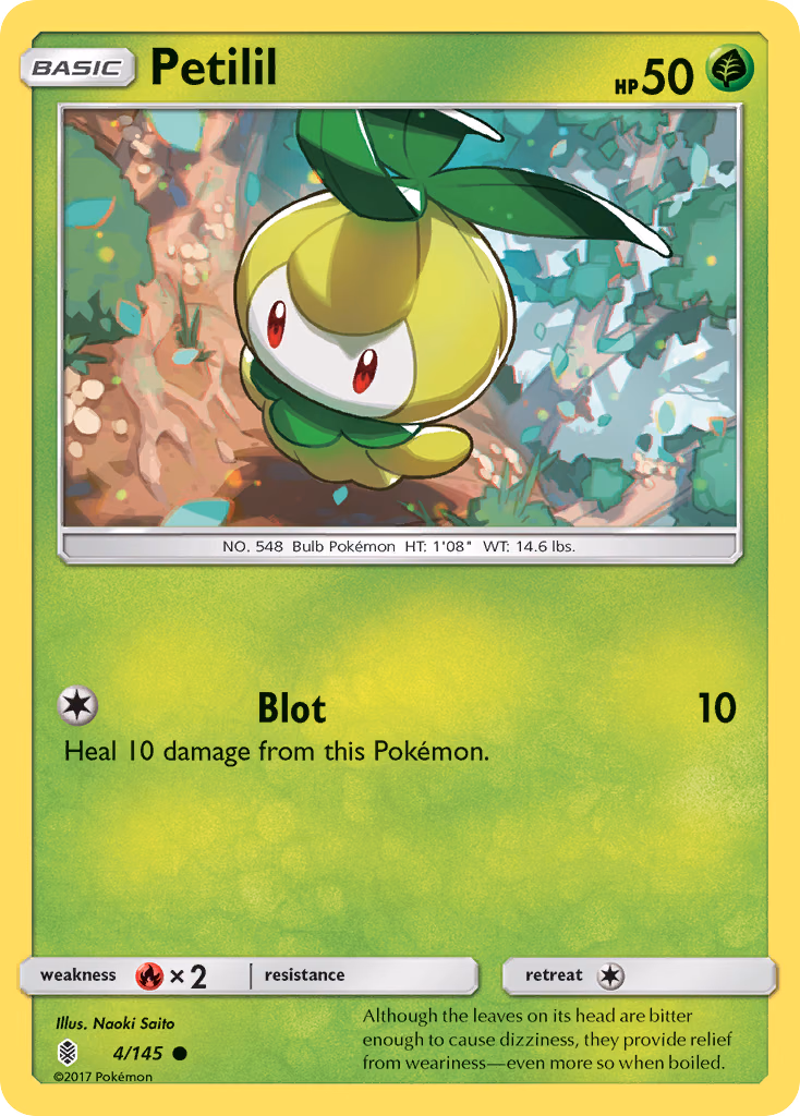 Petilil Pokemon card (4/145, Guardians Rising)