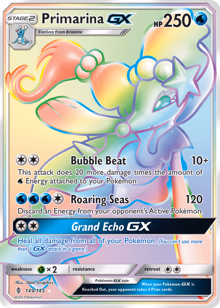 Primarina-GX Pokemon card (149/145, Guardians Rising)