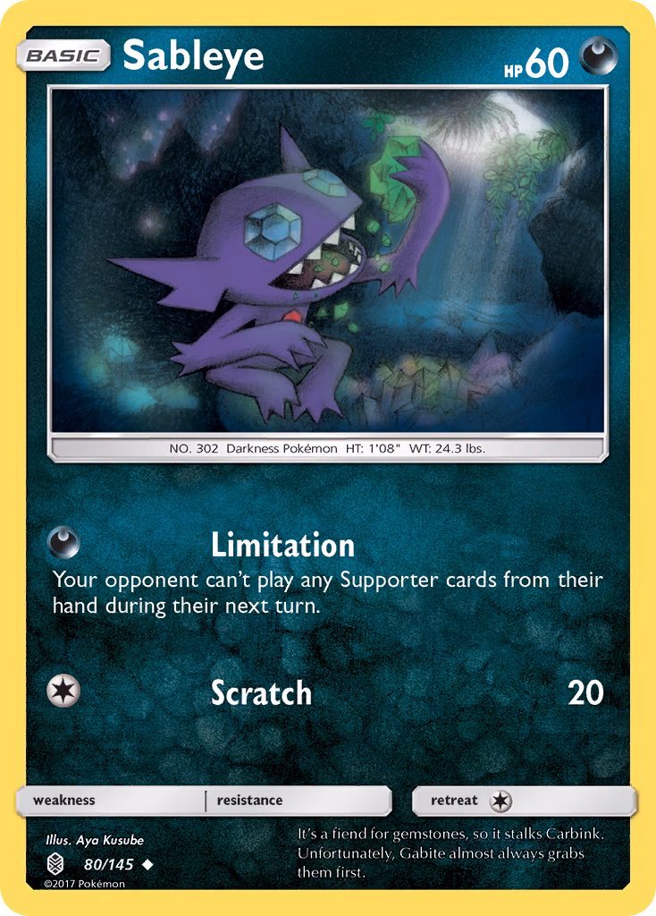 Sableye Pokemon card (80/145, Guardians Rising)