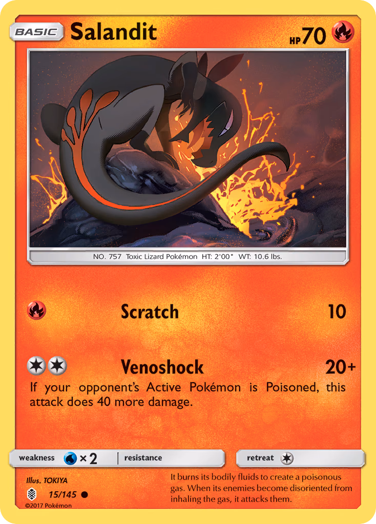 Salandit Pokemon card (15/145, Guardians Rising)