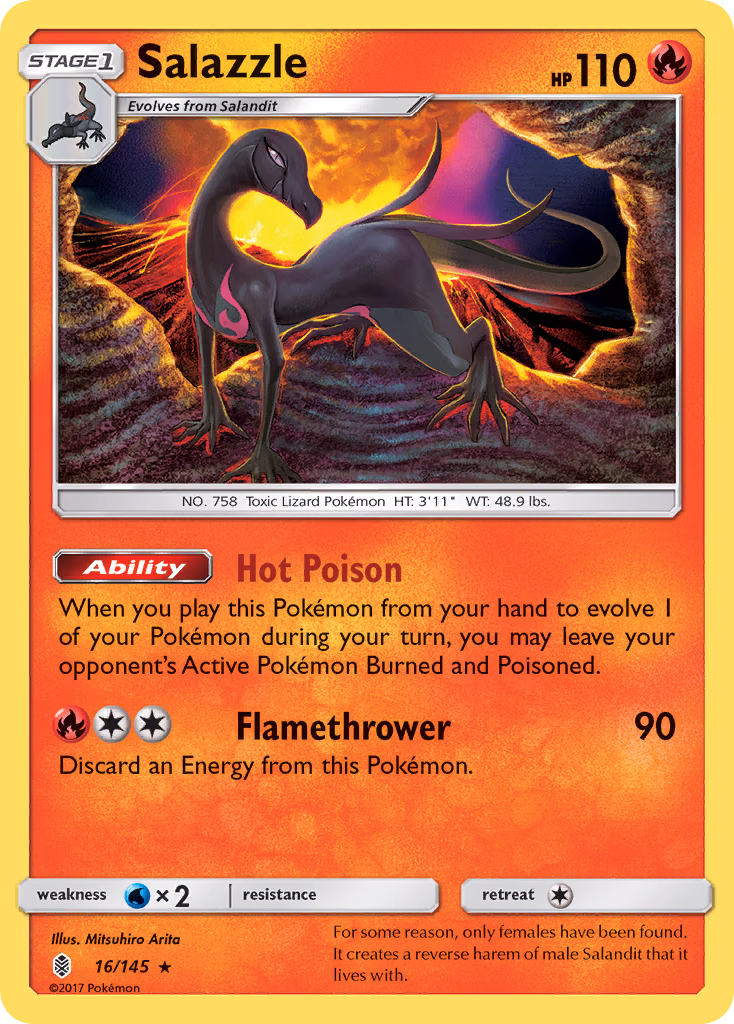 Salazzle Pokemon card (16/145, Guardians Rising)