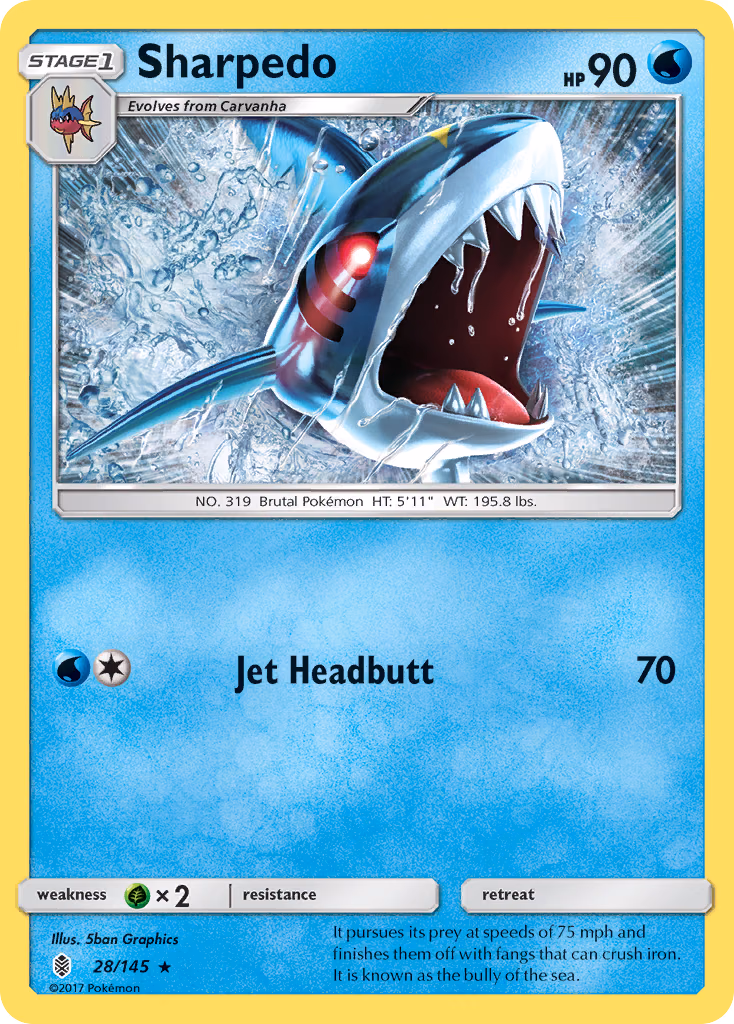 Sharpedo Pokemon card (28/145, Guardians Rising)