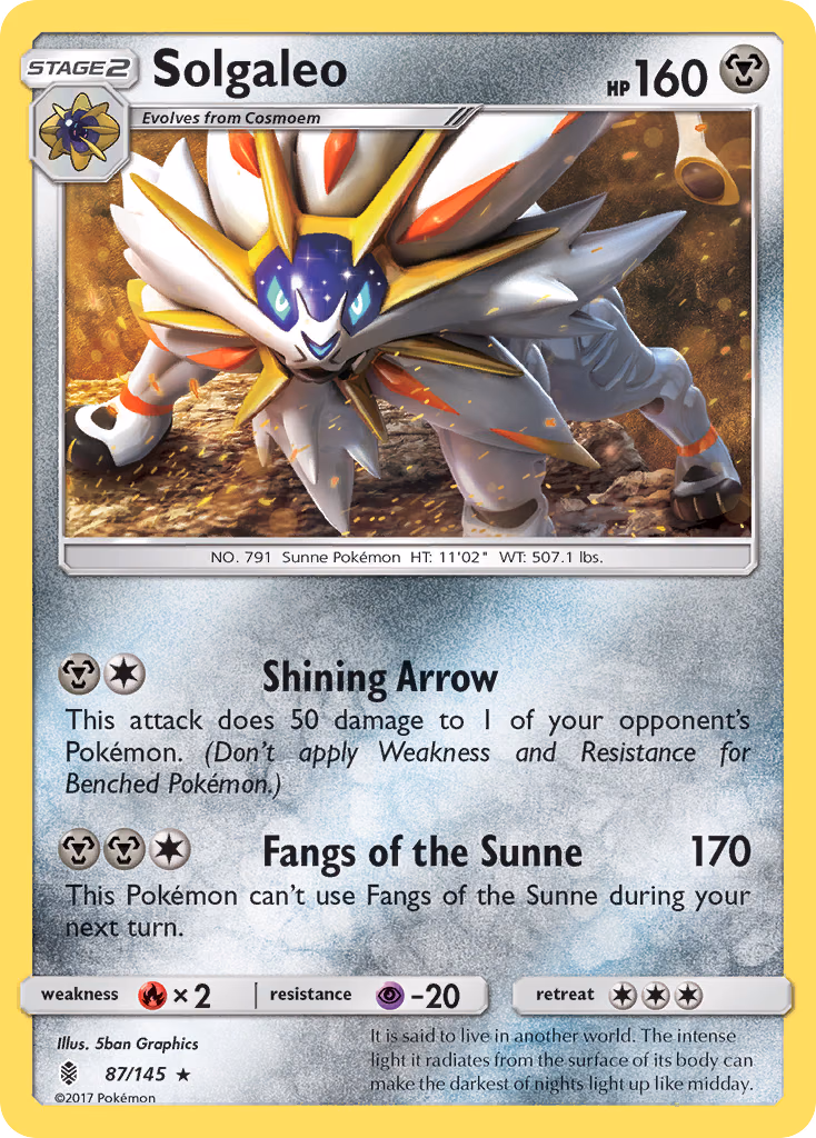 Solgaleo Pokemon card (87/145, Guardians Rising)