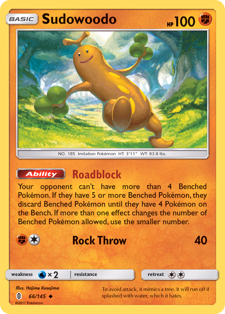 Sudowoodo Pokemon card (66/145, Guardians Rising)