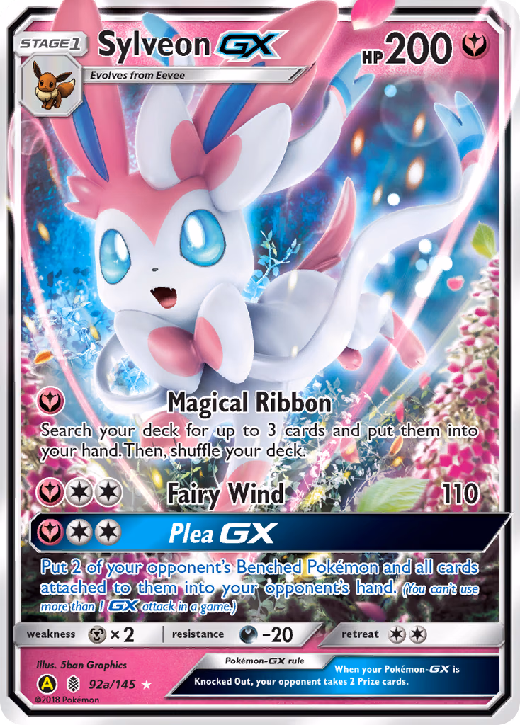 Sylveon-GX Pokemon card (92a/145, Guardians Rising)