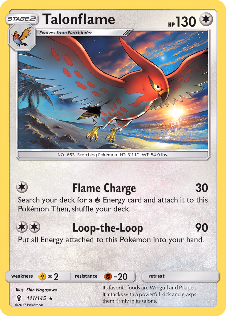 Talonflame Pokemon card (111/145, Guardians Rising)