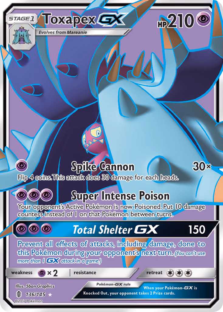 Toxapex-GX Pokemon card (136/145, Guardians Rising)