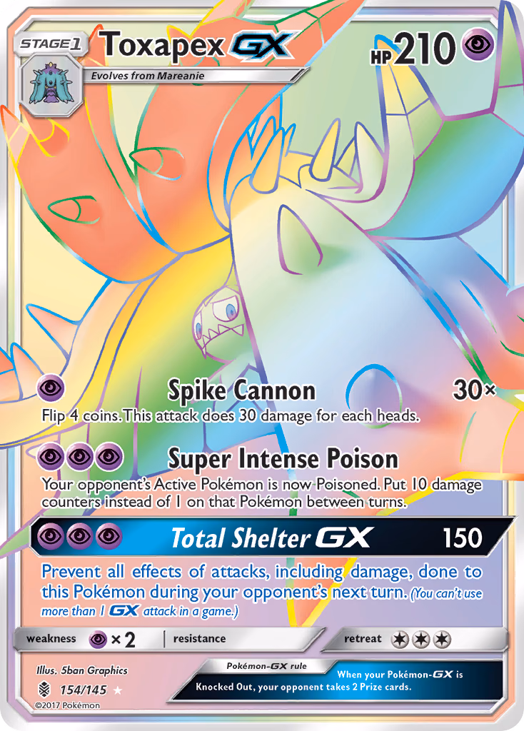 Toxapex-GX Pokemon card (154/145, Guardians Rising)