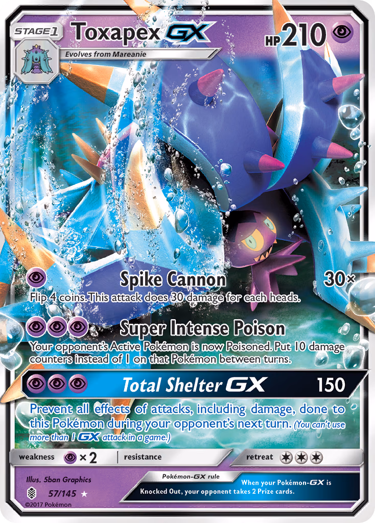 Toxapex-GX Pokemon card (57/145, Guardians Rising)