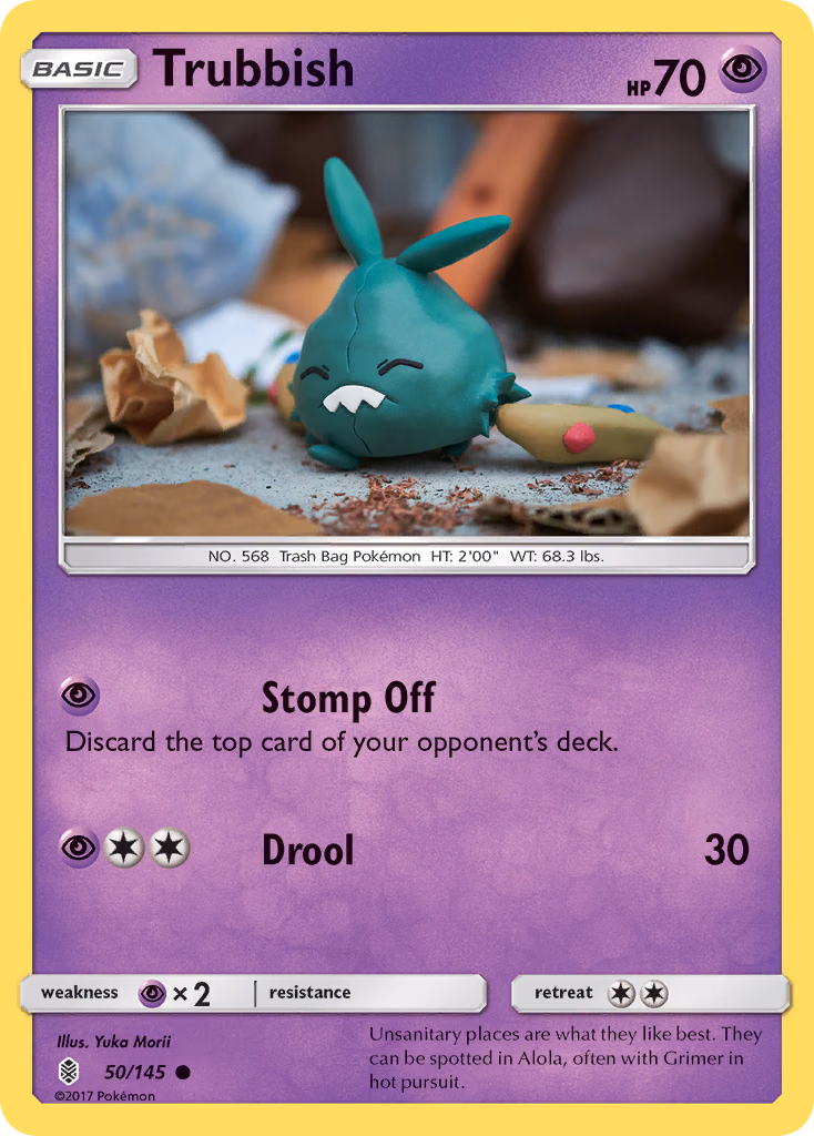 Trubbish Pokemon card (50/145, Guardians Rising)