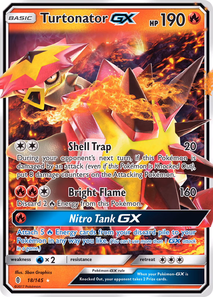 Turtonator-GX Pokemon card (18/145, Guardians Rising)
