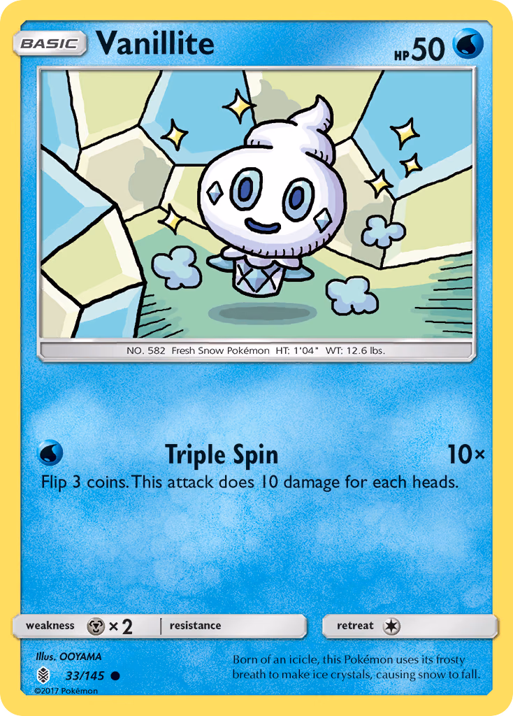 Vanillite Pokemon card (33/145, Guardians Rising)