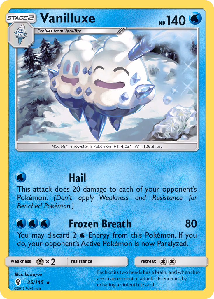 Vanilluxe Pokemon card (35/145, Guardians Rising)