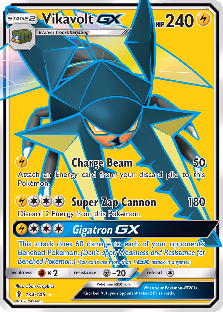 Vikavolt-GX Pokemon card (134/145, Guardians Rising)