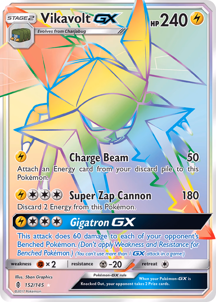 Vikavolt-GX Pokemon card (152/145, Guardians Rising)